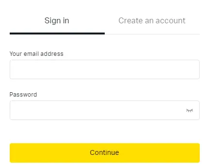 Exness sign-in form for account access in Pakistan